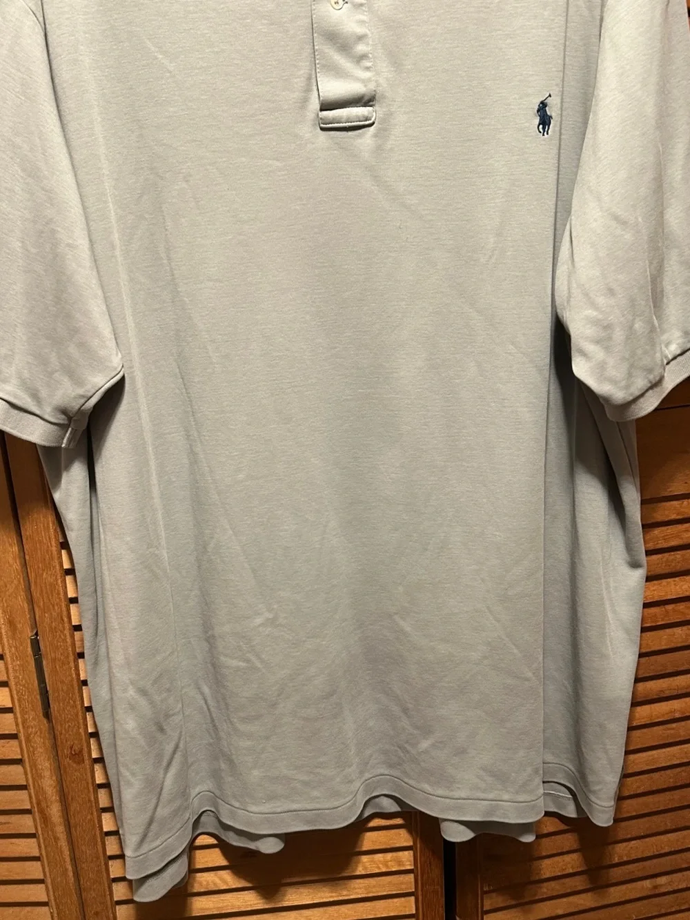 Ralph Lauren Grey Polo Shirt with Navy Blue Embroidered Logo